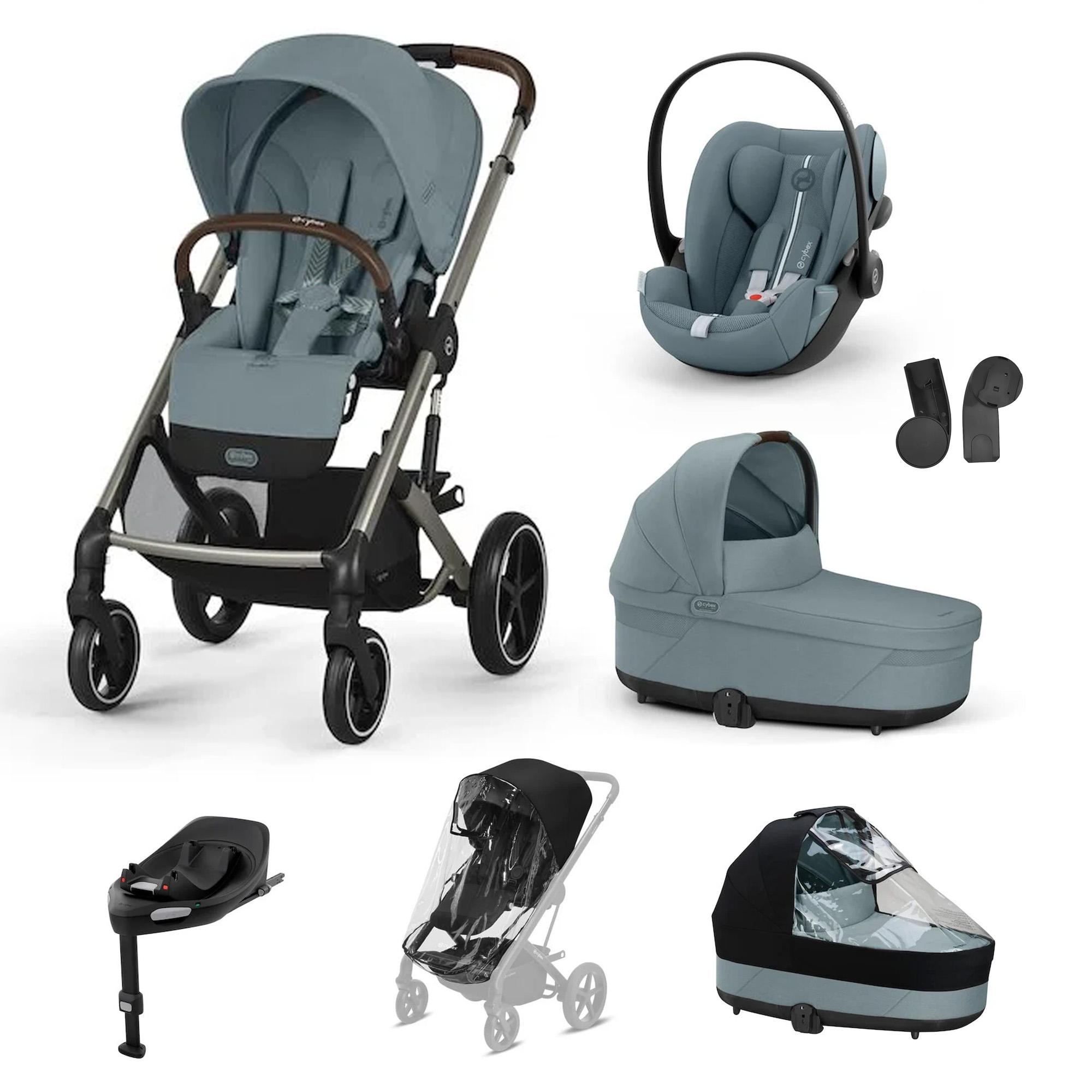 Cybex Pack XL Poussette Balios Stormy Blue + nacelle + coque G plus + base G3 + accessoires Unique