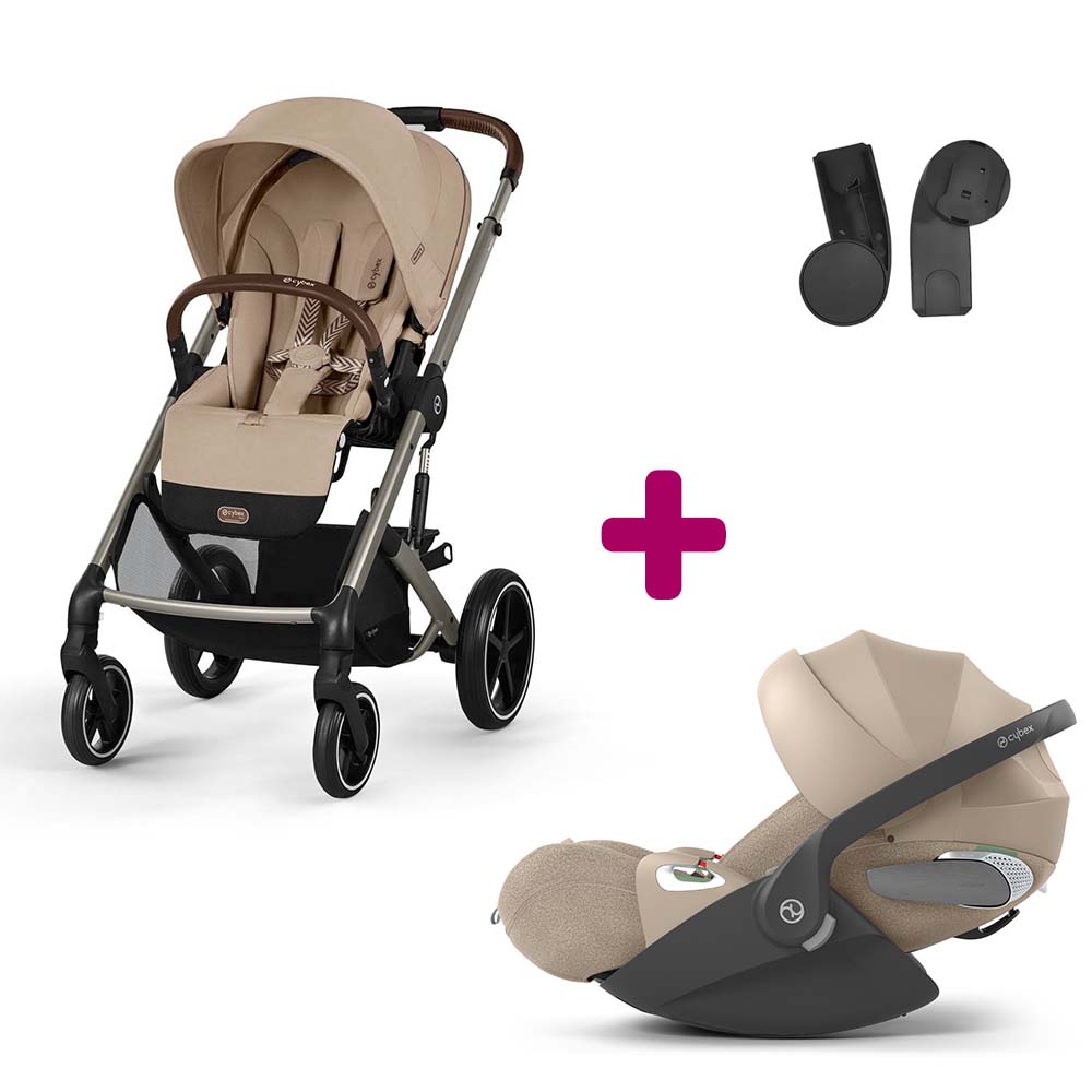 Cybex Pack Poussette Duo Balios Almond Beige + adaptateurs coque + coque Cloud T tissu plus cozy beige Unique