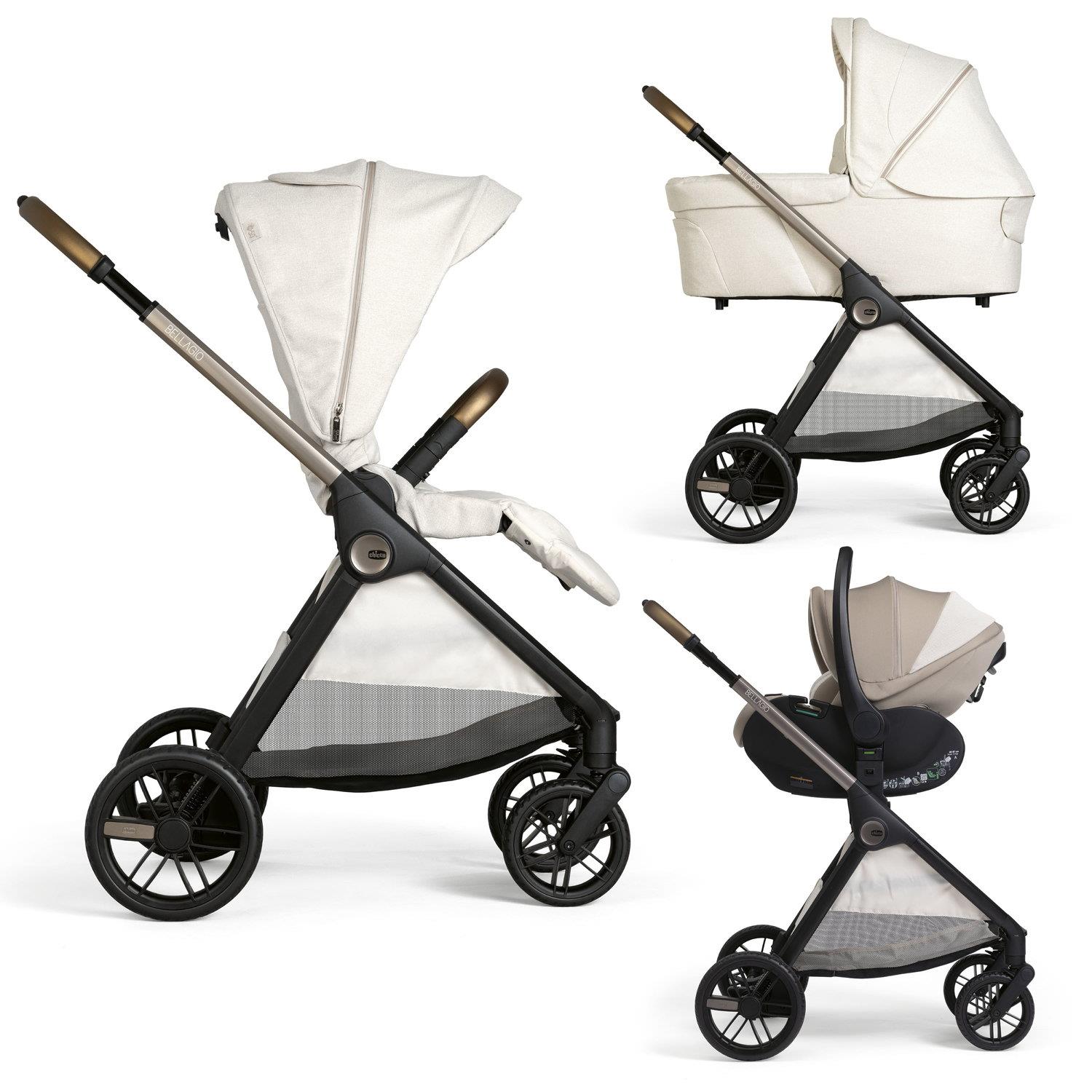 Chicco Pack Trio Poussette Bellagio 2 pliage automatique Recline Amber Glow