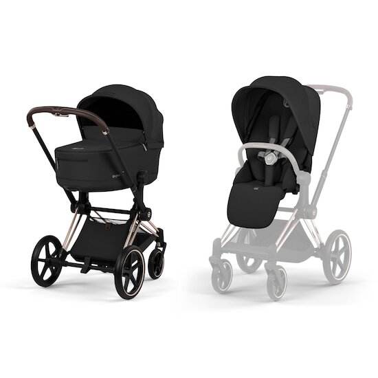 Cybex Poussette tout-terrain avec nacelle pliable Duo Priam Châssis Rose Gold / Sepia Black