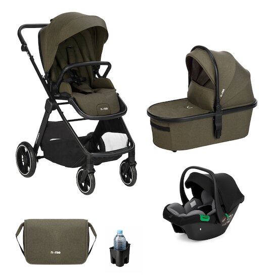 Nurse Trio poussette Wander nacelle + coque Green