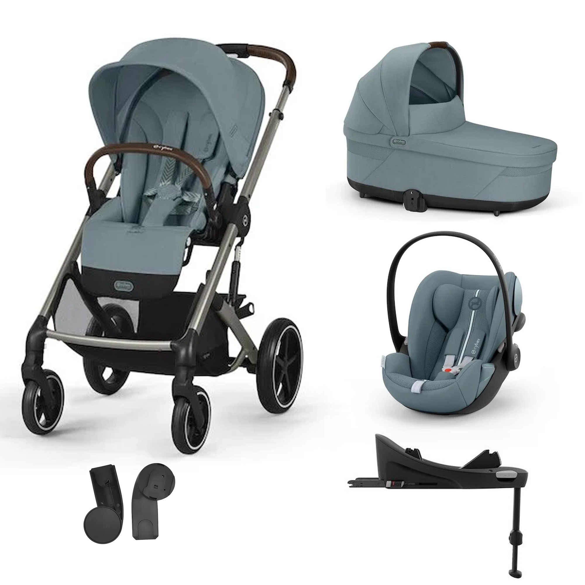 Cybex Pack Poussette Trio Balios S Lux Stormy Blue + coque Cloud G tissu plus Stormy Blue + Nacelle S Lux + Base G3 Unique