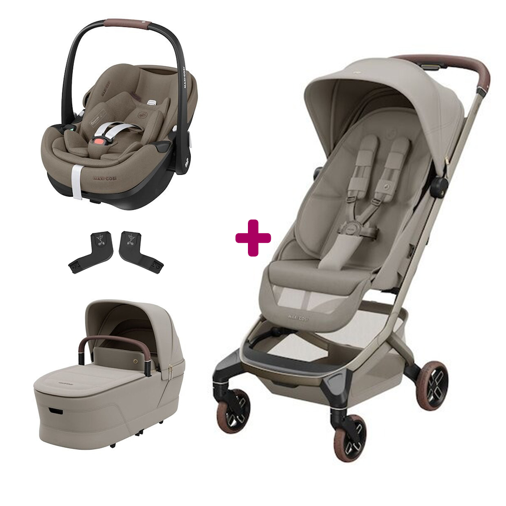 Maxi Cosi Pack Poussette Trio Fame Cabin Sapphire sand + adaptateurs coque + coque Pebble 360 pro Twillic Truffle + nacelle Unique