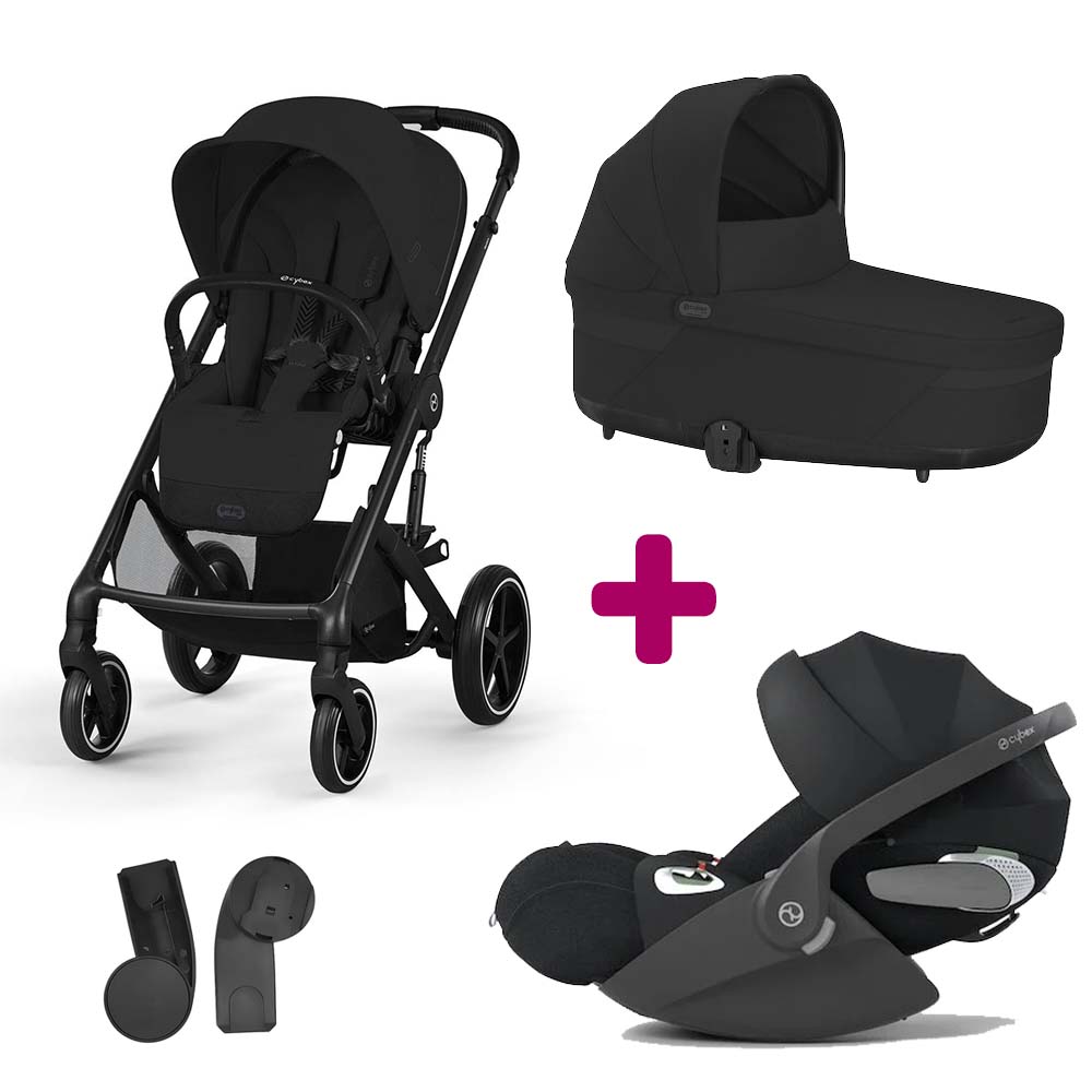 Cybex Pack Poussette Trio Balios Moon Black + nacelle Cot S lux Moon Black + adaptateurs coque + coque Cloud T tissu plus sepia black Unique