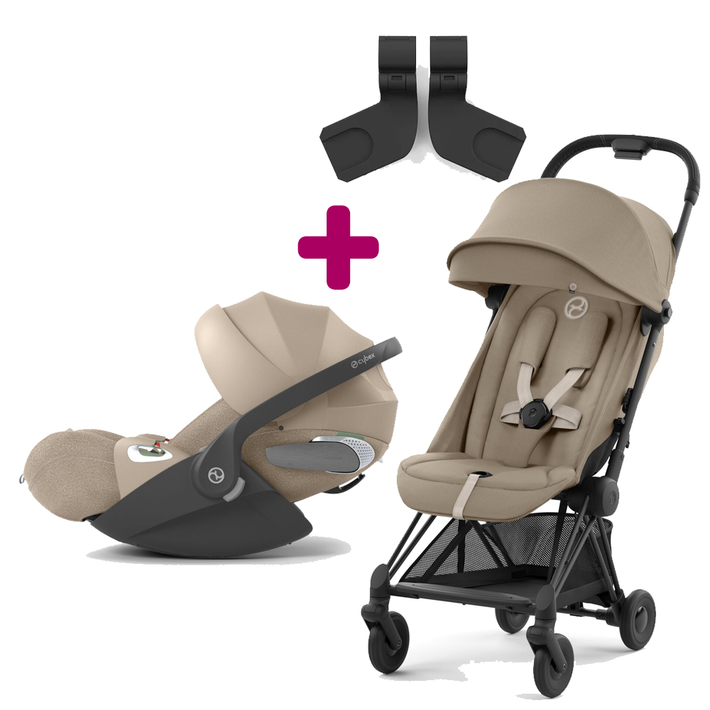 Cybex Pack Poussette Duo Coya Châssis Matt Black et Siège Cozy Beige + adaptateurs + coque Cloud T i-size Cozy Beige Unique