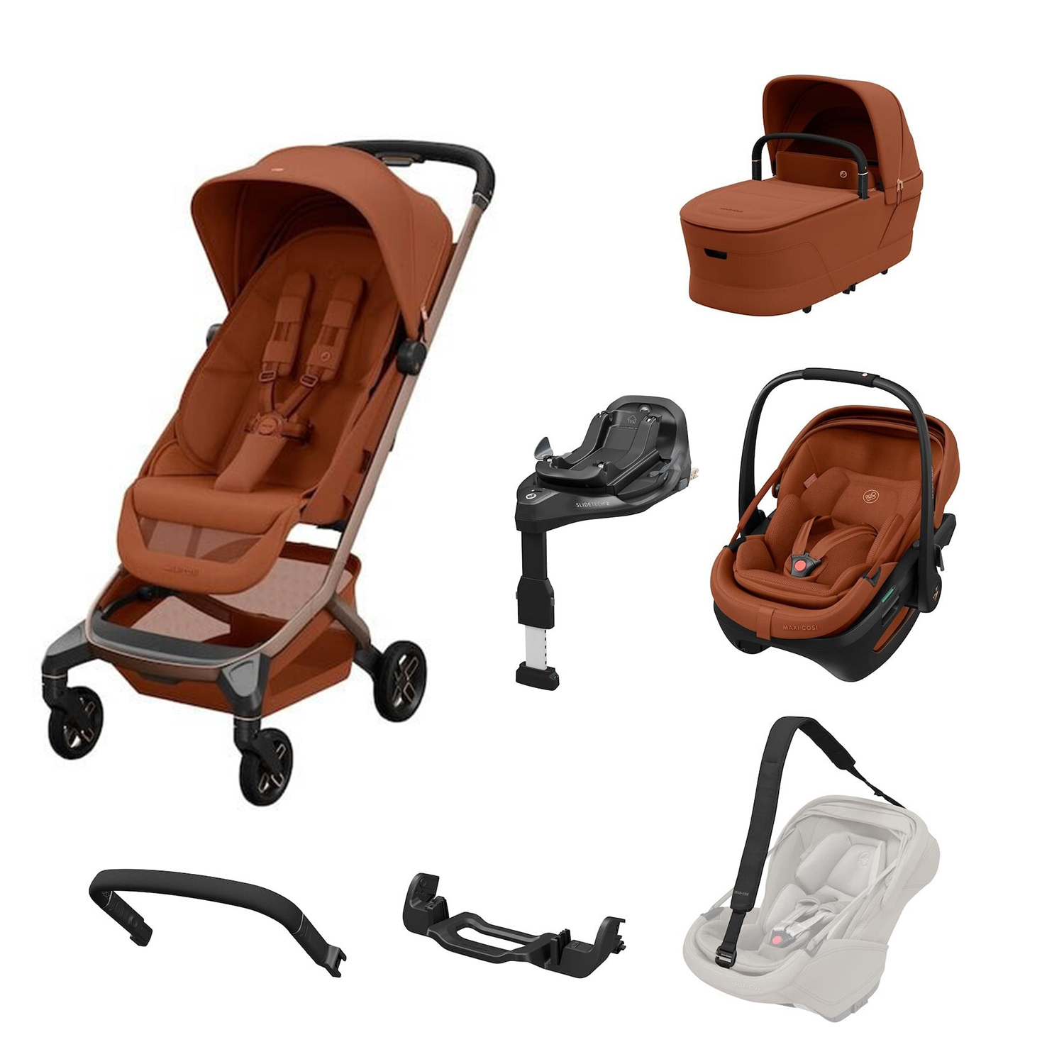 Maxi Cosi Pack Complet Poussette Fame Cabin + coque Coral + nacelle + base + accessoires Unique