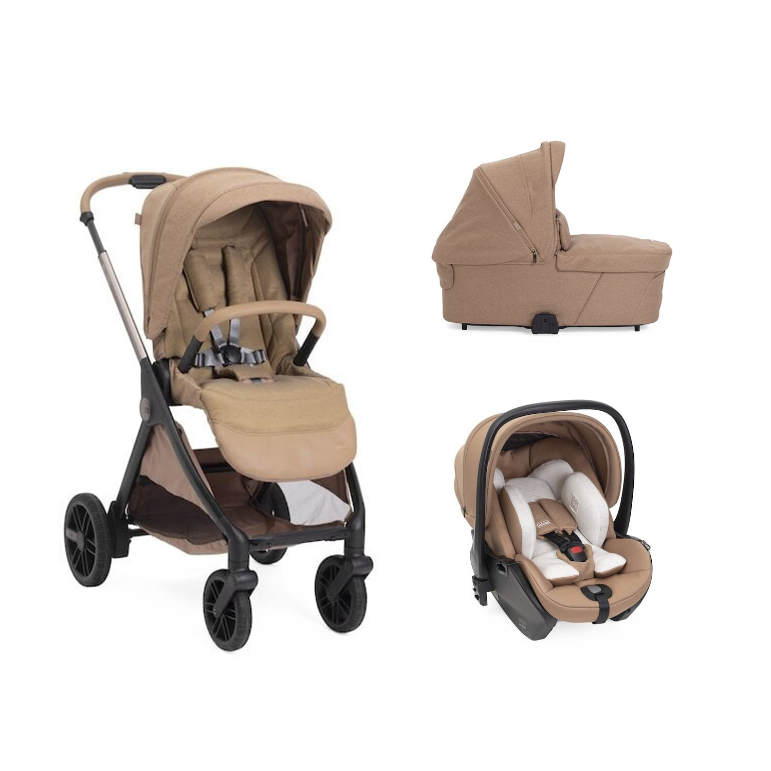 Chicco Pack Poussette trio Bellagio 2 Caramel + nacelle Flexi Caramel + coque First Seat Recline Caramel Unique