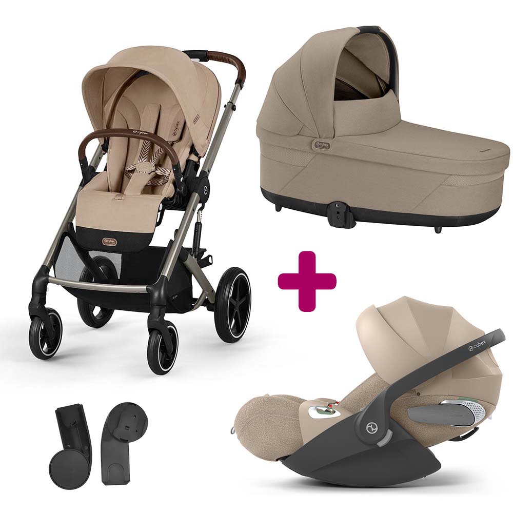 Cybex Pack Poussette Trio Balios Almond beige + nacelle Cot S lux Almond beige + adaptateurs coque + coque Cloud T tissu plus cozy beige Unique