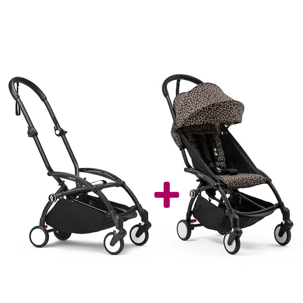 Stokke Poussette YOYO 3 Pack 6+ Léopard Cadre Noir Unique