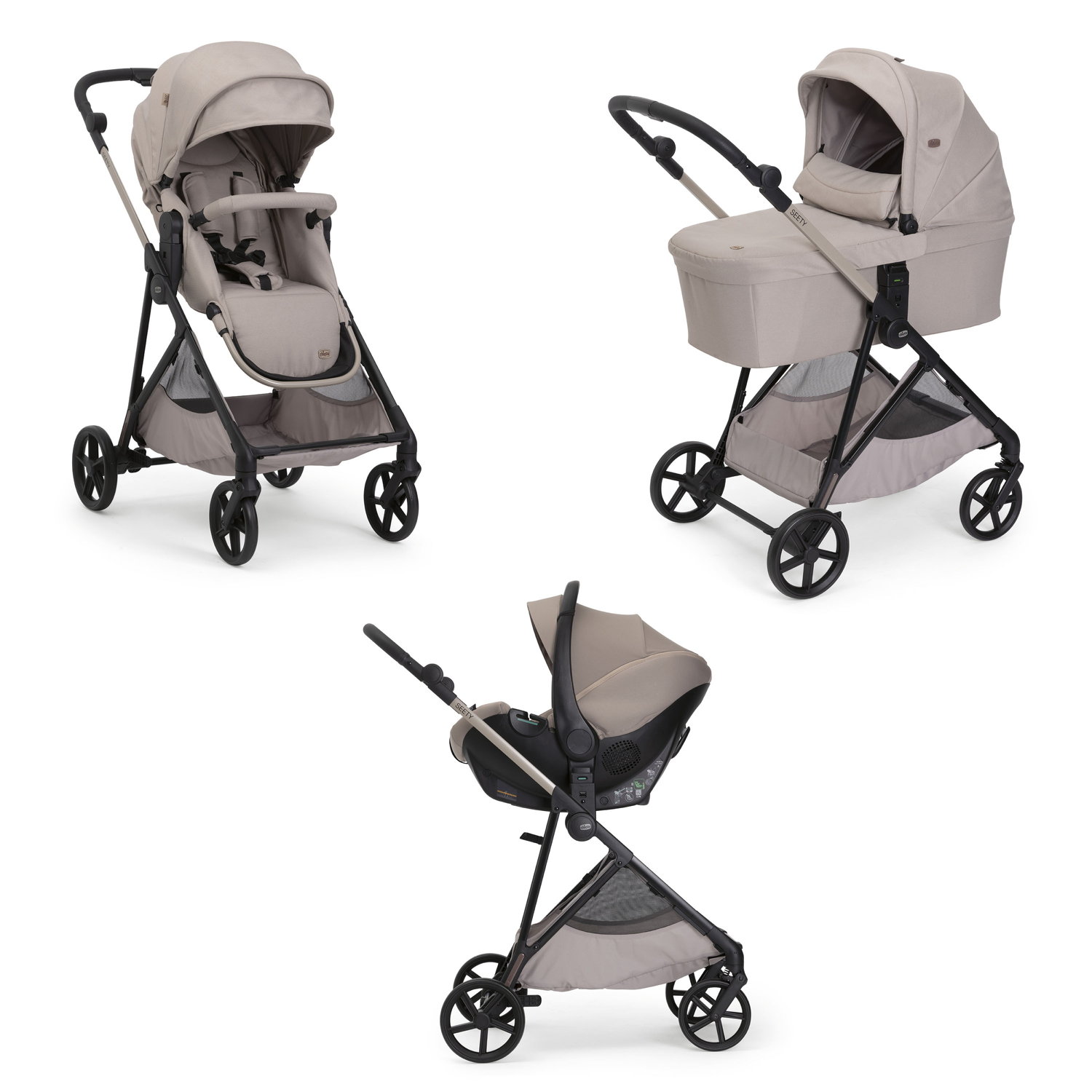 Chicco Pack Trio Poussette Seety 2 Essential Sandshell