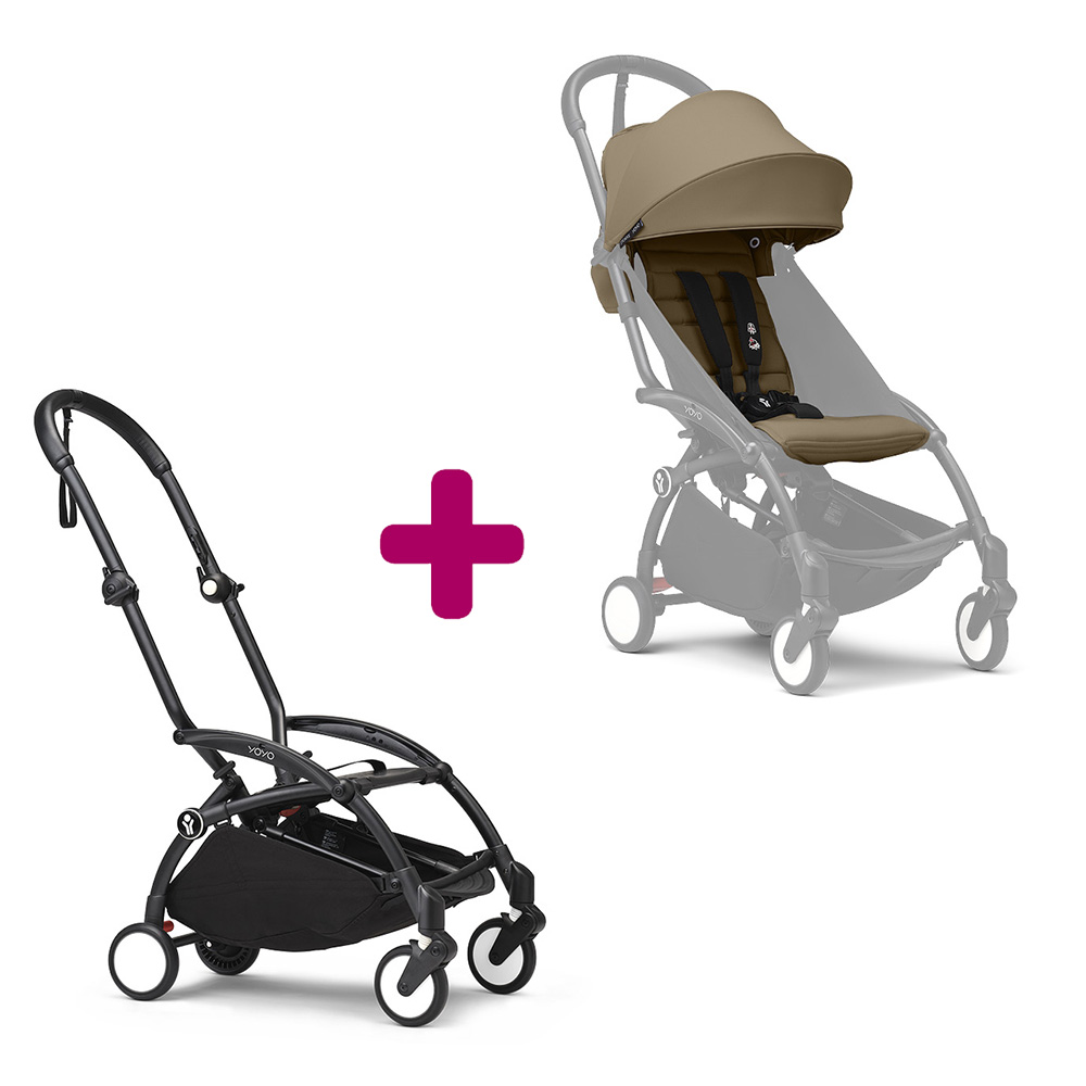 Stokke Poussette YOYO 3 Pack 6+ Toffee Cadre Noir Unique