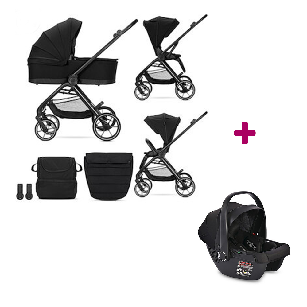 Lorelli Pack Poussette trio Venice Noir avec coque Aria lux Noir Unique