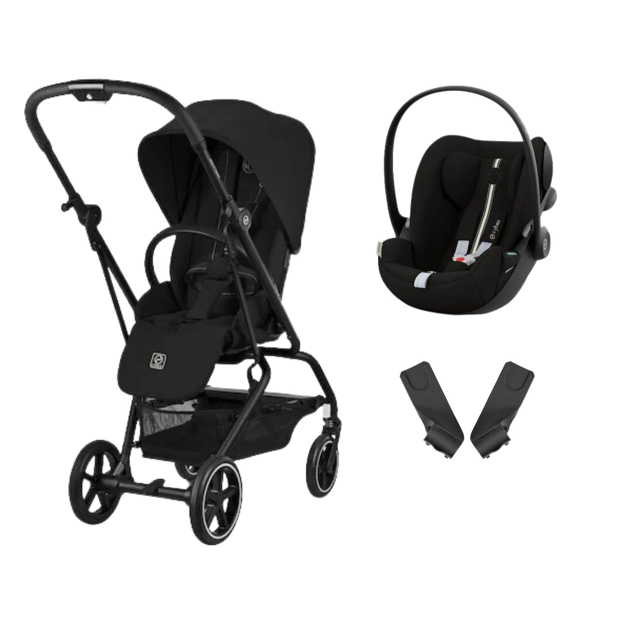 Cybex Pack Poussette duo Eezy S Twist +2 Magic Black Cadre Noir + coque Cloud G tissu plus Moon Black Unique