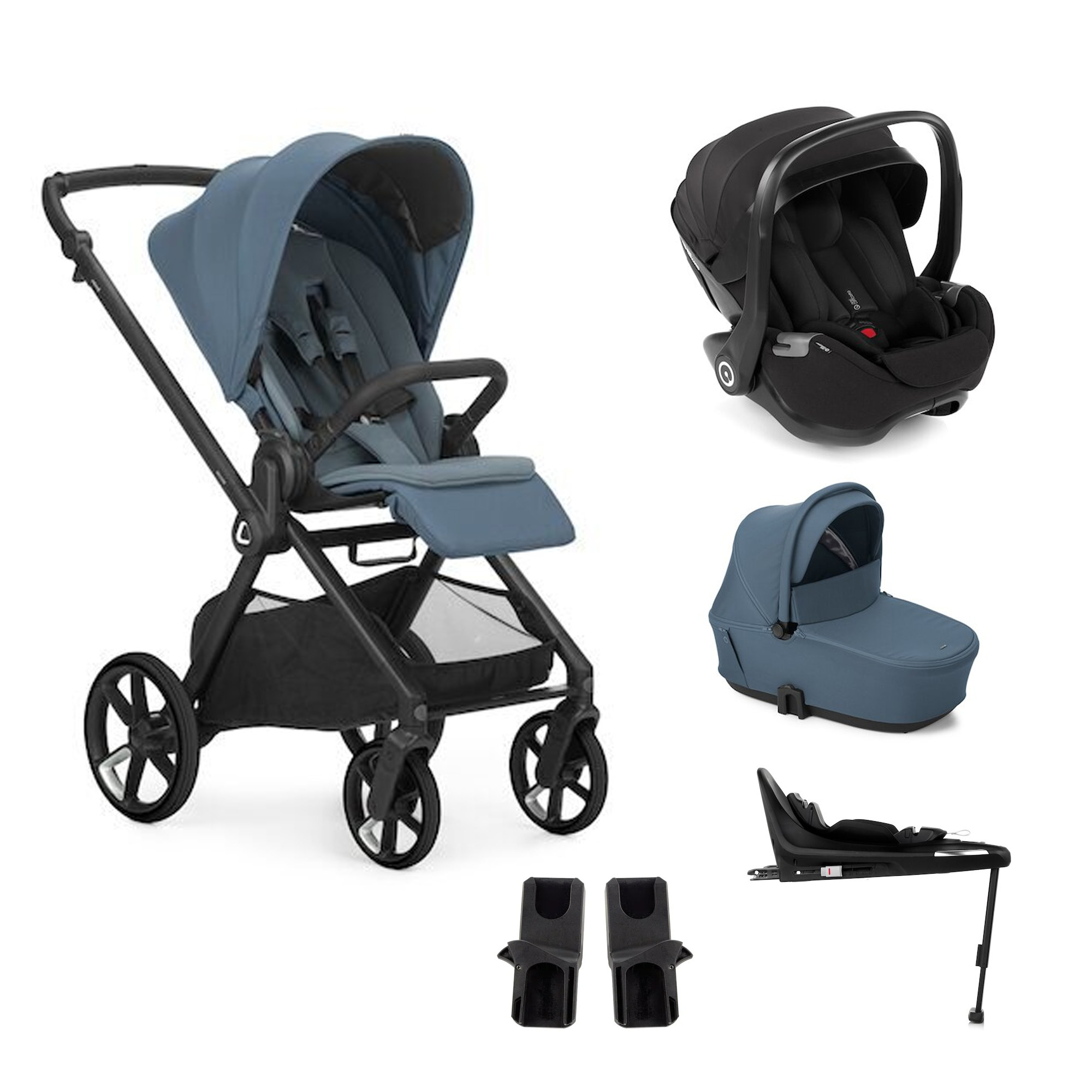 Jané Pack trio Poussette Mumm 5 Seal + nacelle sleep + coque allongeable Kombibaby Matt Black + adaptateur + base pivotante Unique