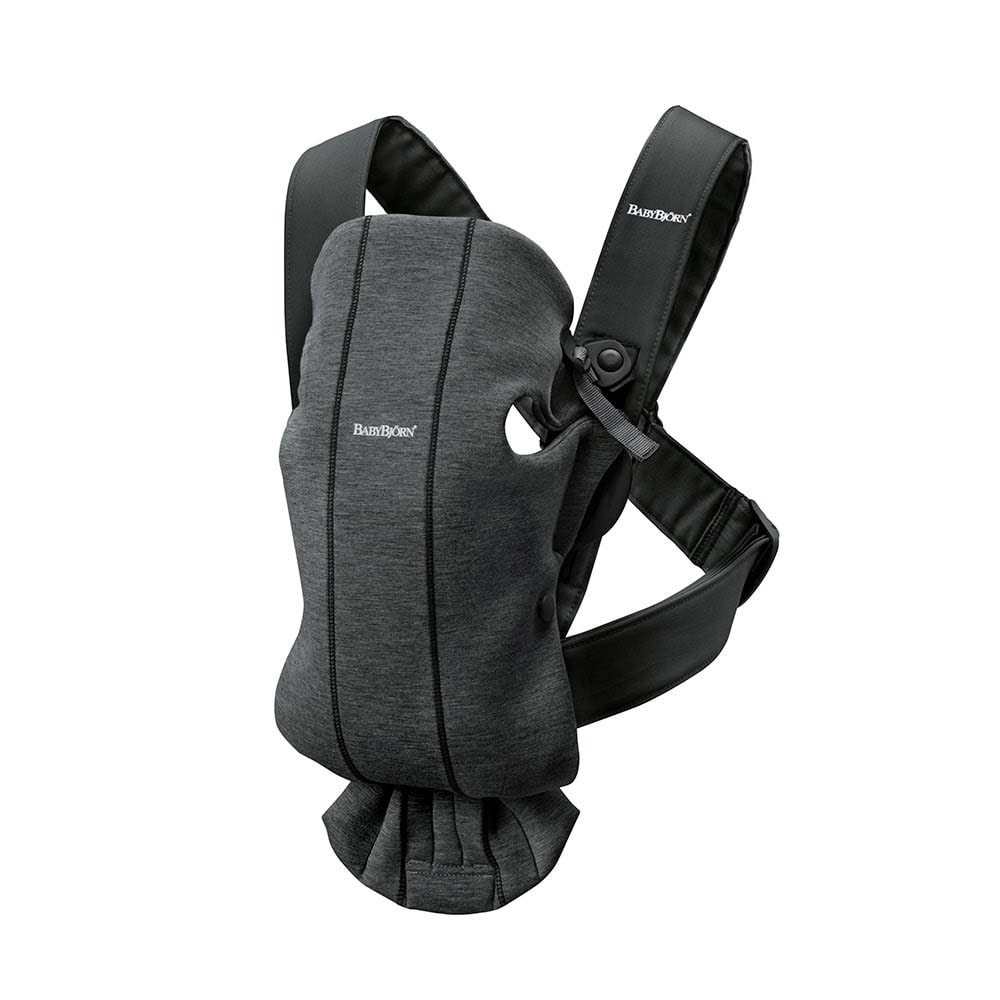 BabyBjörn Porte-bébé Mini Jersey Gris Charbon, Jersey 3D