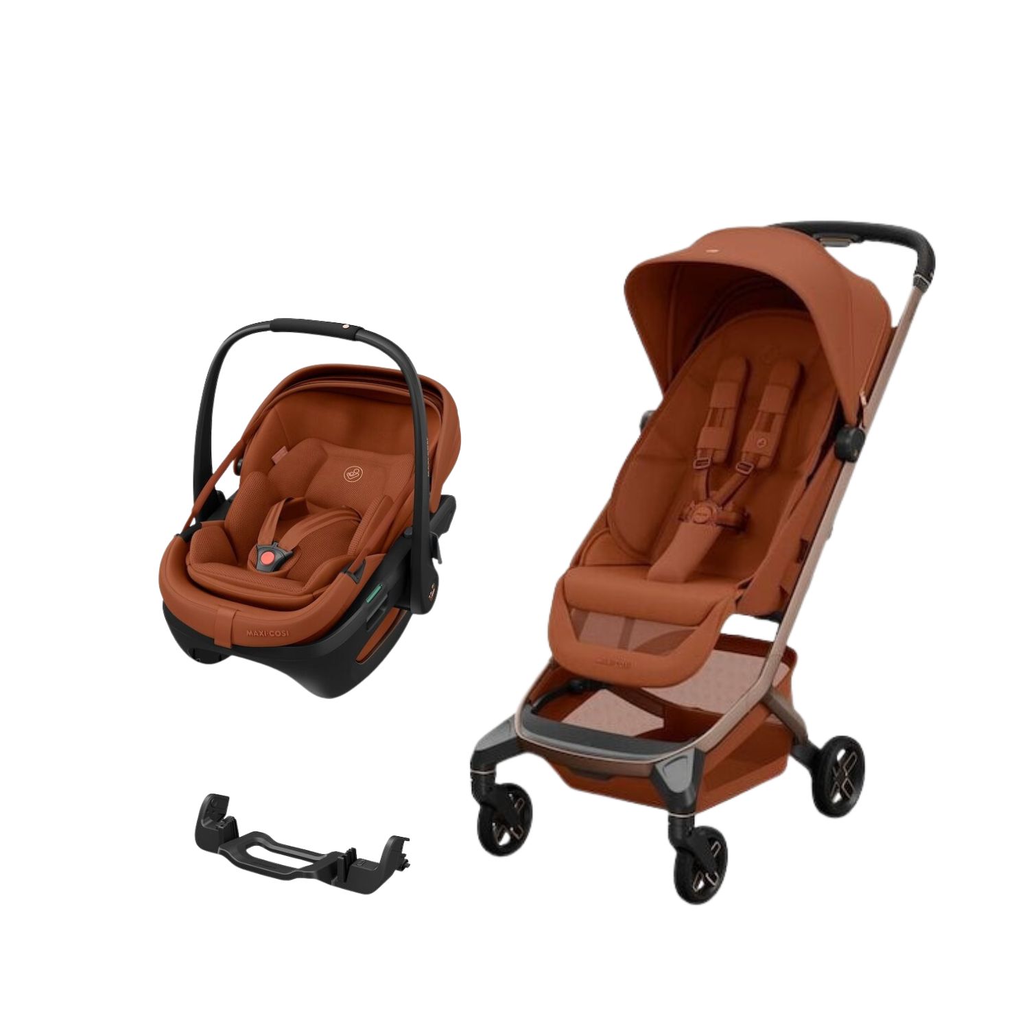 Maxi Cosi Pack Poussette Duo Fame Cabin Copper terra + adaptateurs coque Coral + coque Coral Copper Terra Unique