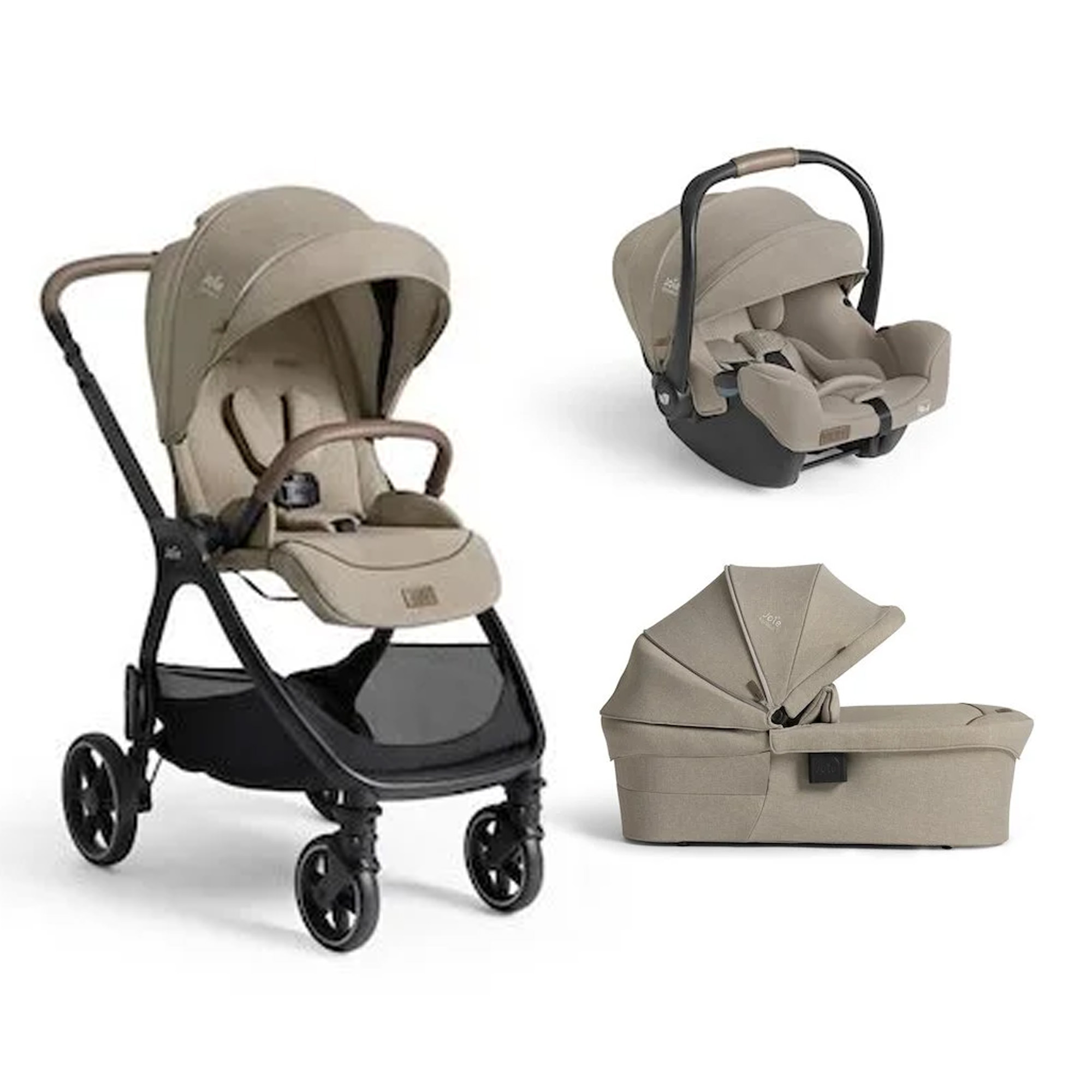 Joie Pack poussette trio Valora Sandstone + coque i-starter + nacelle ramble XL Unique