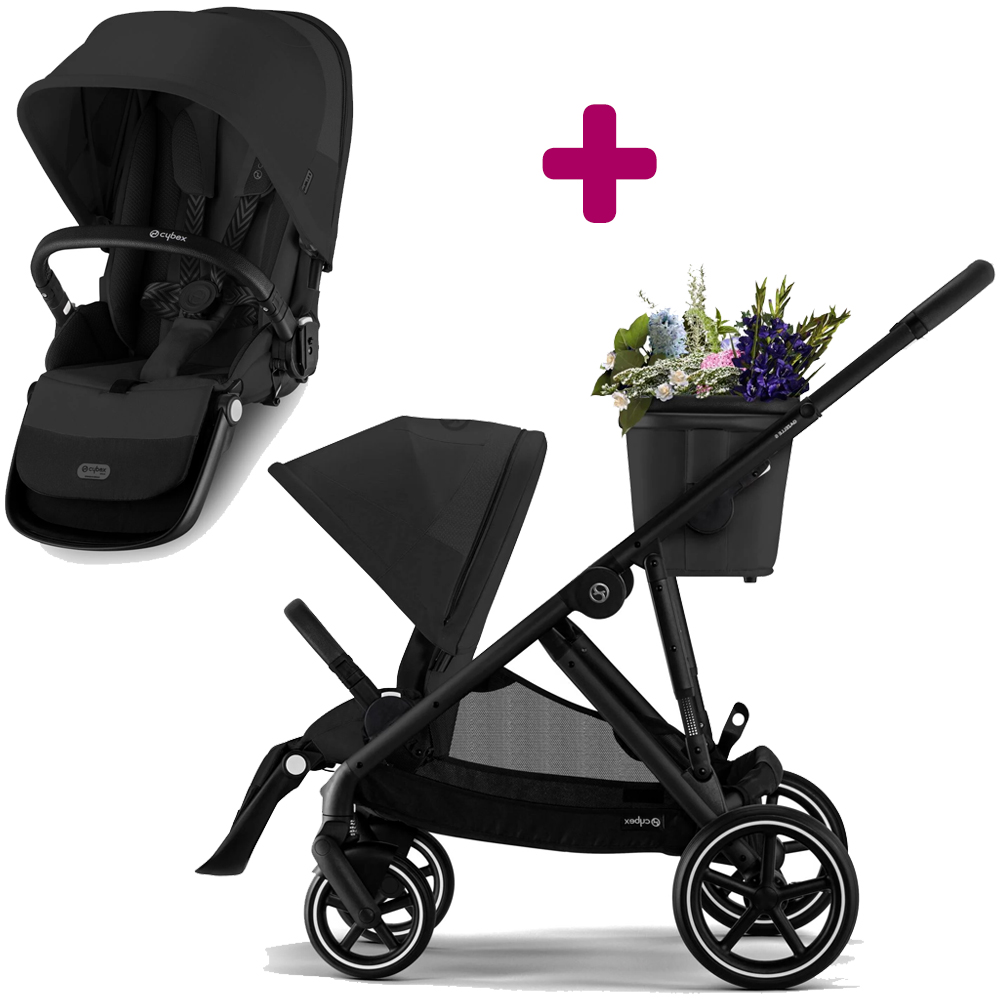 Cybex Pack Poussette Gazelle S Moon Black + second siège Moon Black Unique