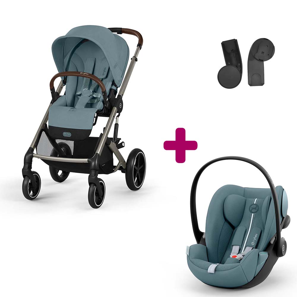 Cybex Pack Poussette Duo Balios Stormy blue + adaptateurs coque + coque Cloud G tissu plus stormy blue Unique