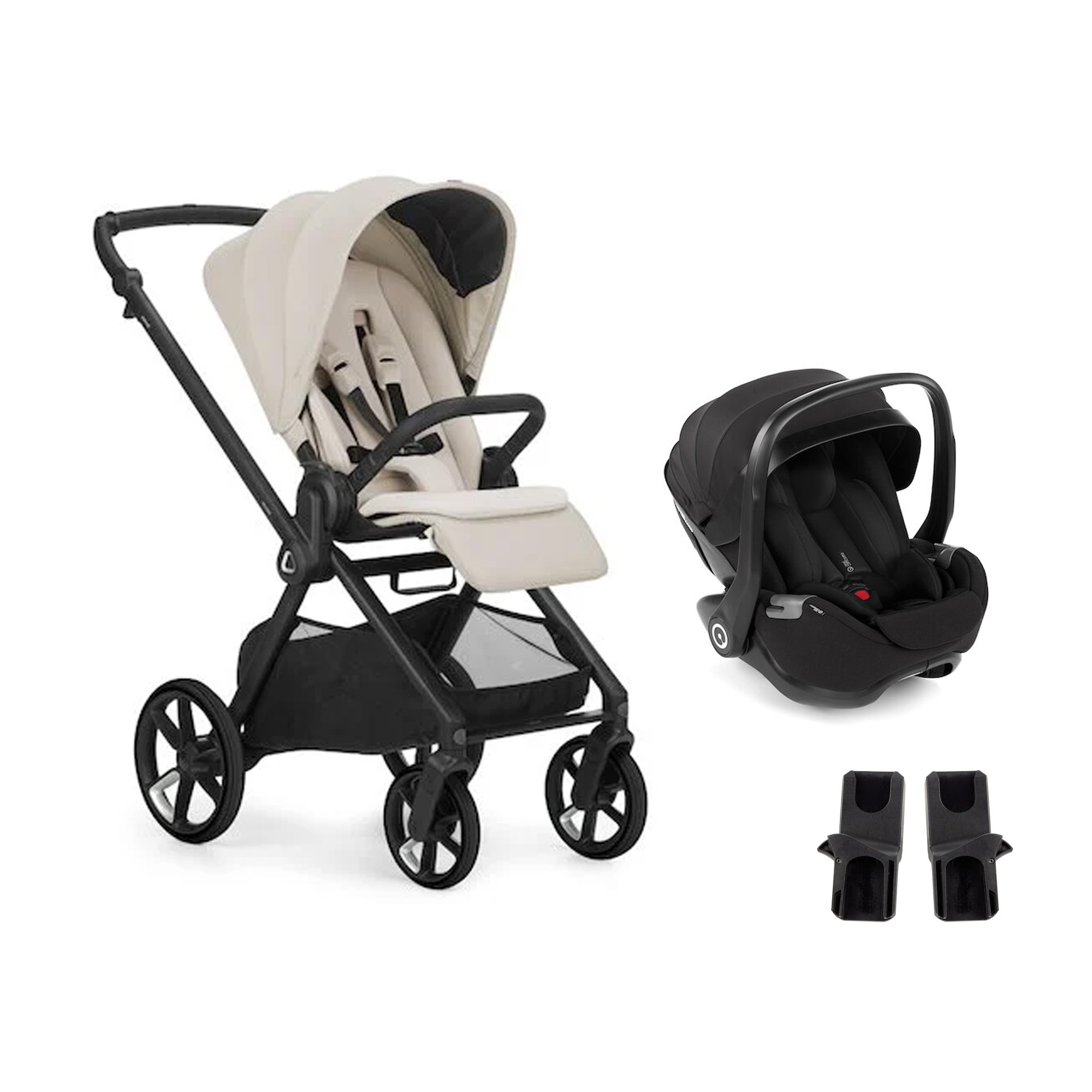 Jané Pack duo Poussette Mumm 5 Sand-li + coque allongeable Kombibaby Matt Black + adaptateur Unique