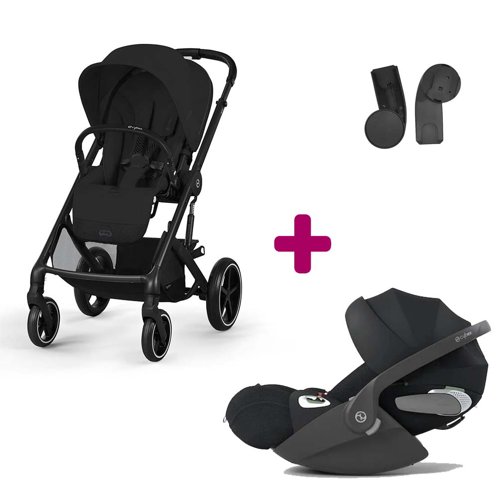 Cybex Pack Poussette Duo Balios Moon Black + adaptateurs coque + coque Cloud T tissu plus sepia black Unique