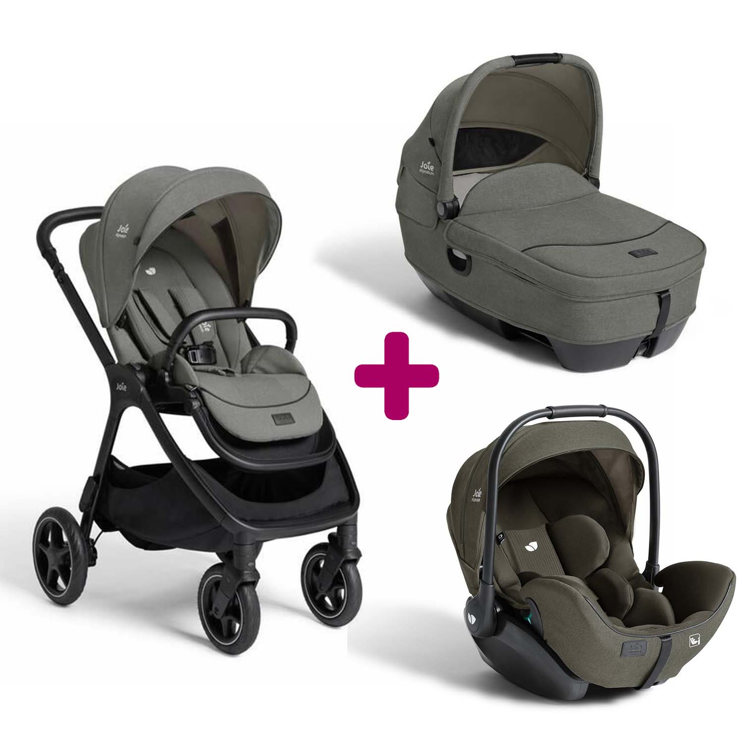 Joie Pack poussette trio Finiti Evergreen + nacelle Calmi Evergreen + coque I-Level pro Evergreen Unique
