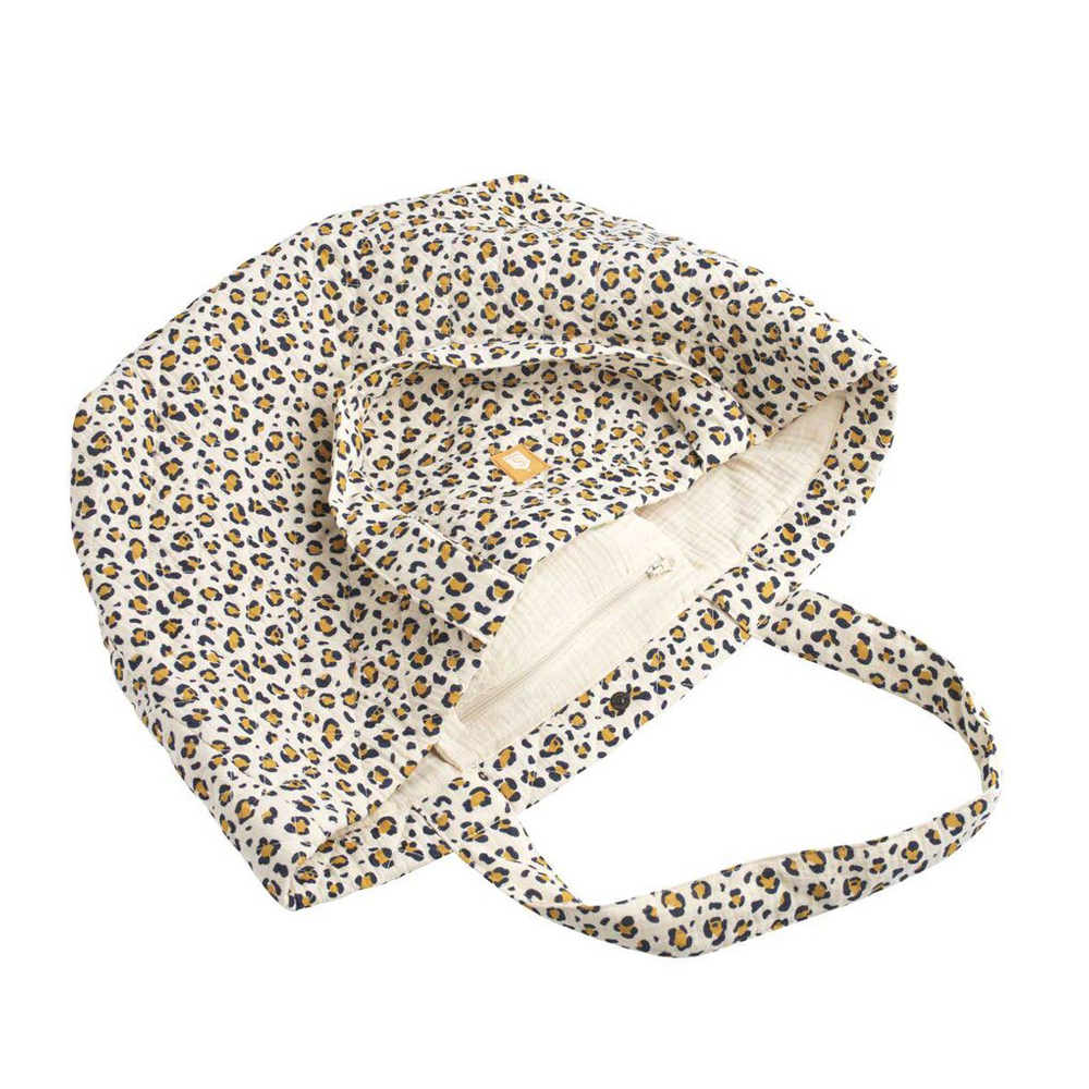 Sauthon Sac Cabas Léopard Ecru/Noir/Caramel