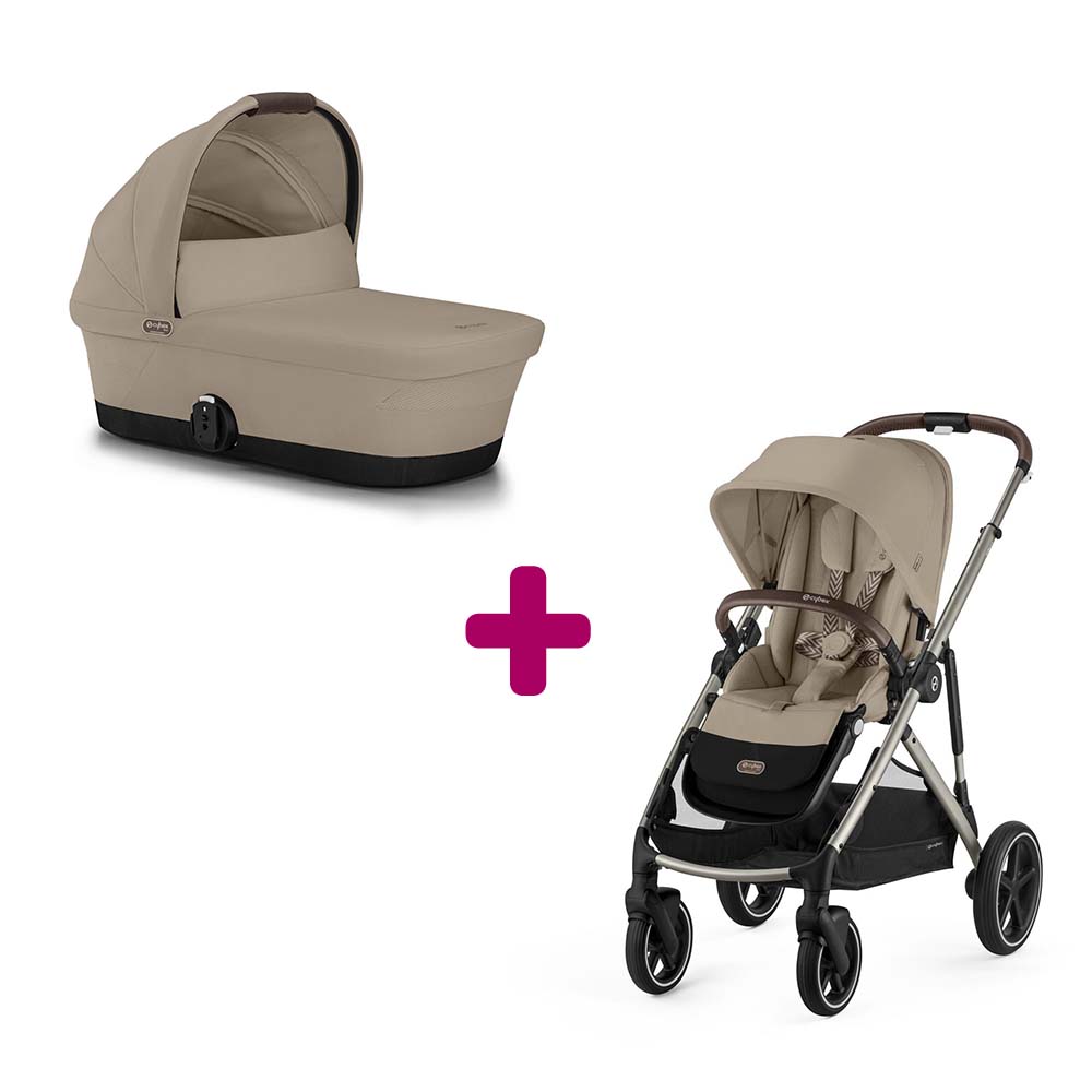 Cybex Pack Duo Poussette Gazelle S Châssis Taupe et Siège Almond Beige + Nacelle bébé Gazelle S Almond Beige Unique