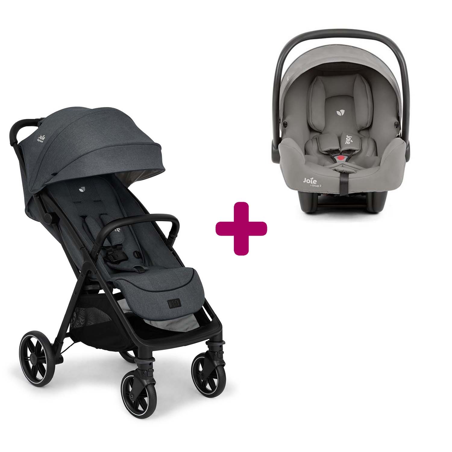 Joie Pack Poussette duo Parcel Lx Ebony + coque I-Snug 2 Pebble Unique
