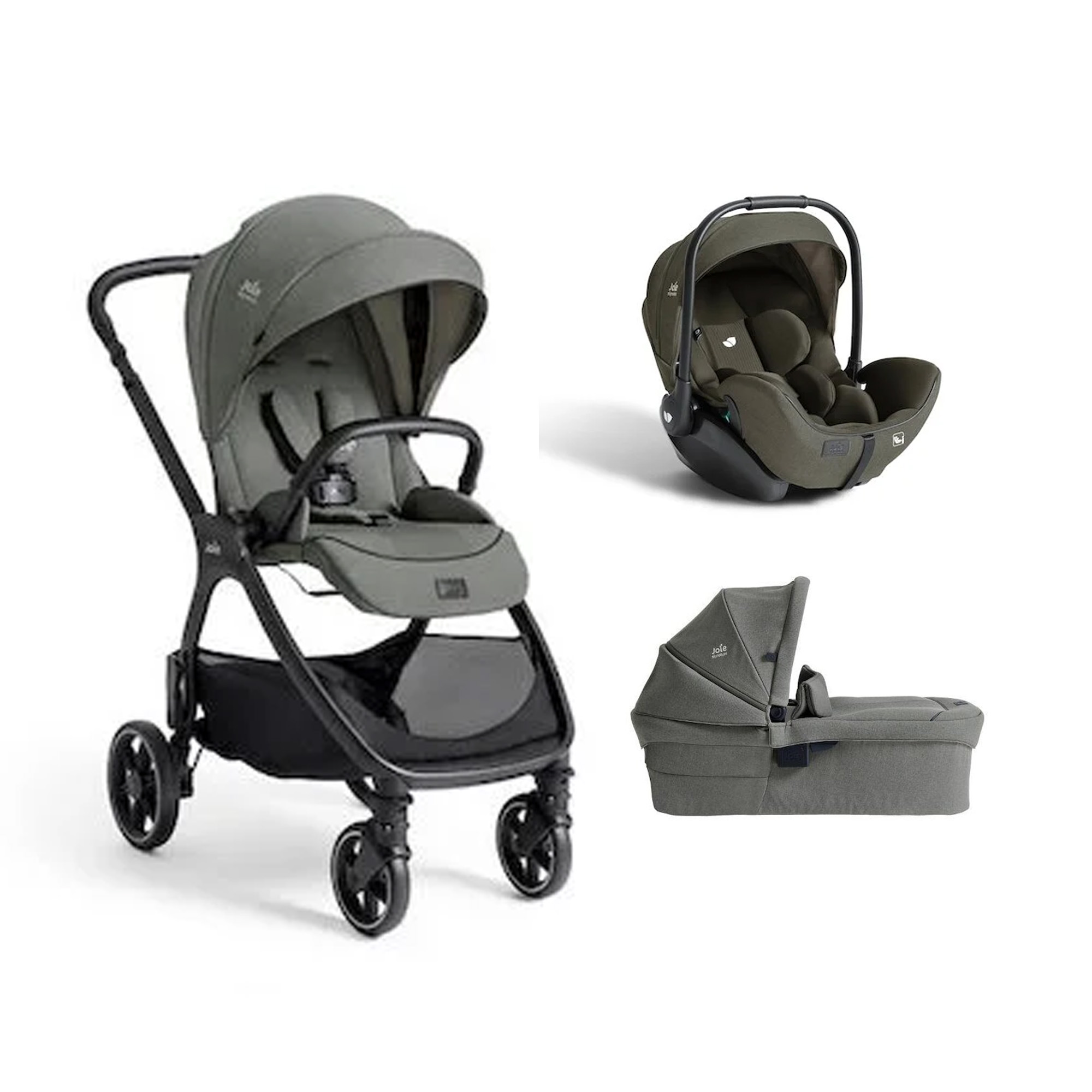 Joie Pack poussette trio Valora Evergreen + coque i-level pro + nacelle ramble XL Unique