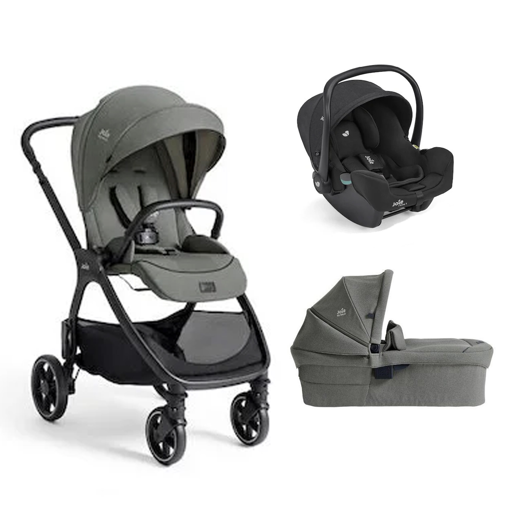 Joie Pack poussette trio Valora Evergreen + coque i-starter + nacelle ramble XL Unique