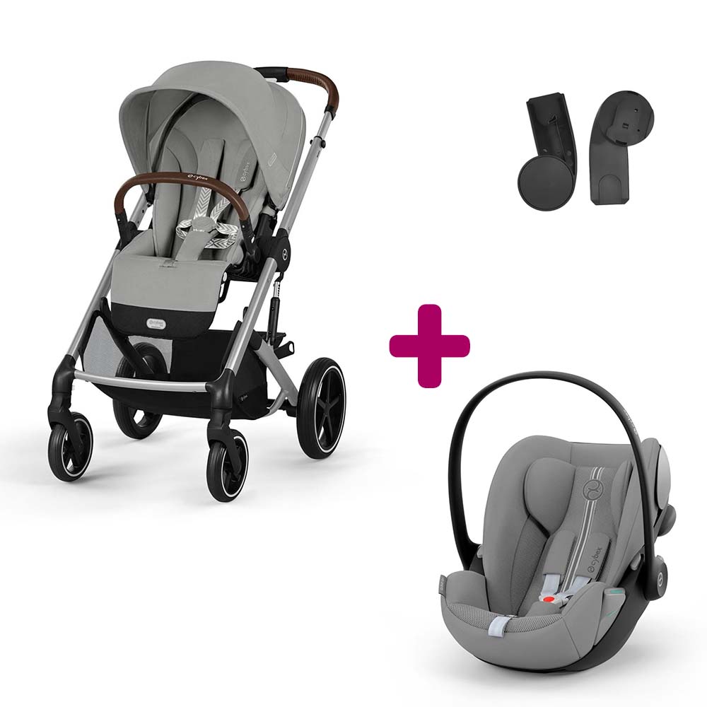 Cybex Pack Poussette Duo Balios Stone Grey + adaptateurs coque + coque Cloud G tissu plus stone grey Unique