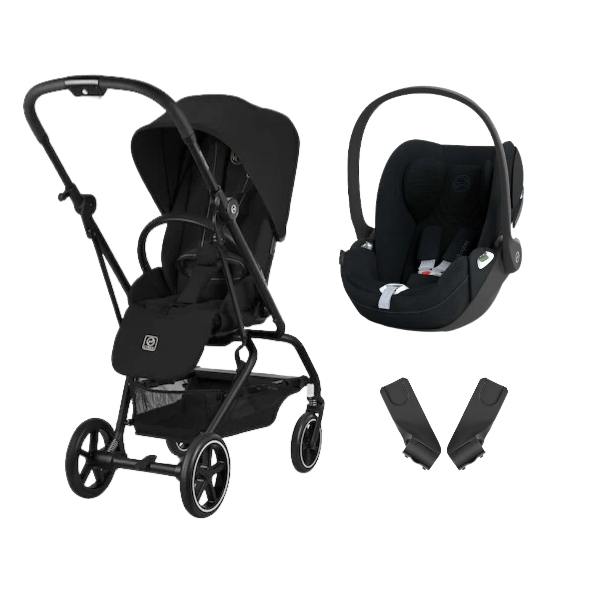 Cybex Pack Poussette duo Eezy S Twist +2 Magic Black Cadre Noir + coque Cloud T tissu plus Sepia Black Unique