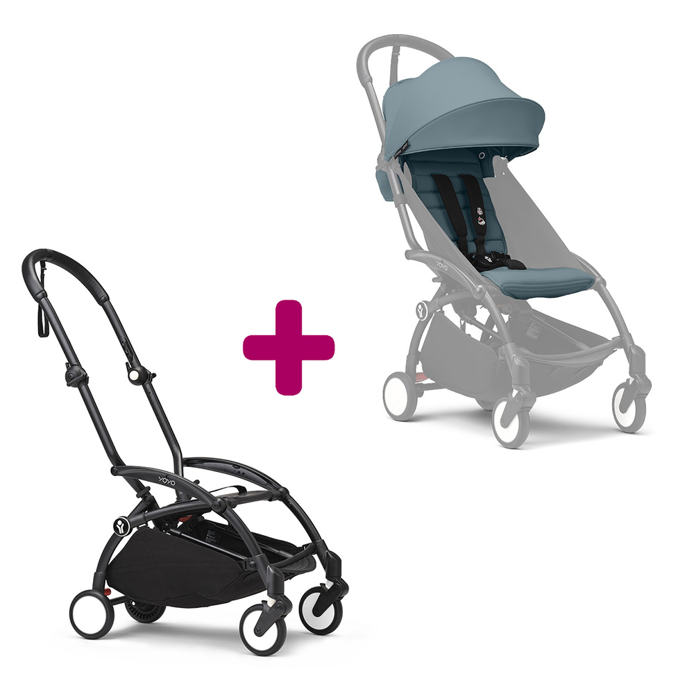 Stokke Poussette Yoyo 3 Pack 6 Aqua Cadre Noir Unique