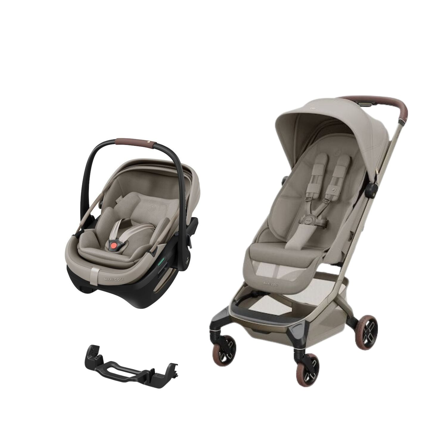 Maxi Cosi Pack Poussette Duo Fame Cabin Sapphire sand + adaptateurs coque Coral + coque Coral Sapphire sand Unique