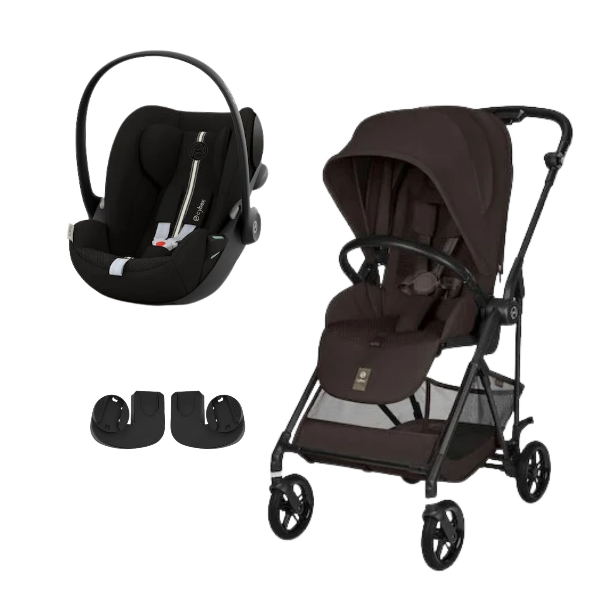Cybex Pack Poussette duo Melio Chocolate Brown + coque Cloud G tissu plus Moon Black Unique