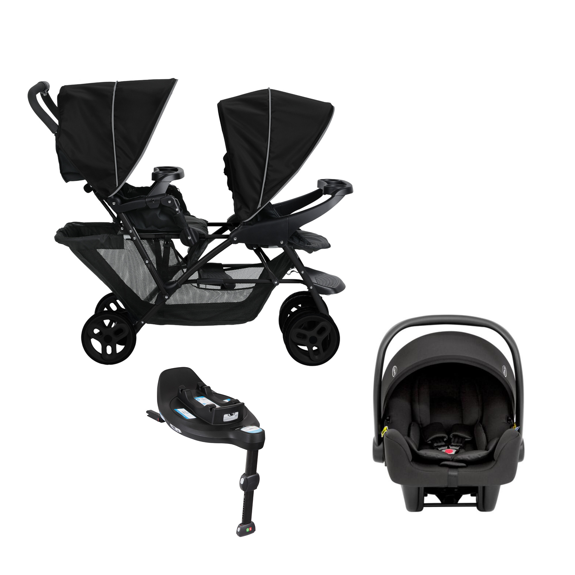 Graco Pack Duo Poussette âge rapproché Stadium + 1 coque Snuglite + base pivotante Unique