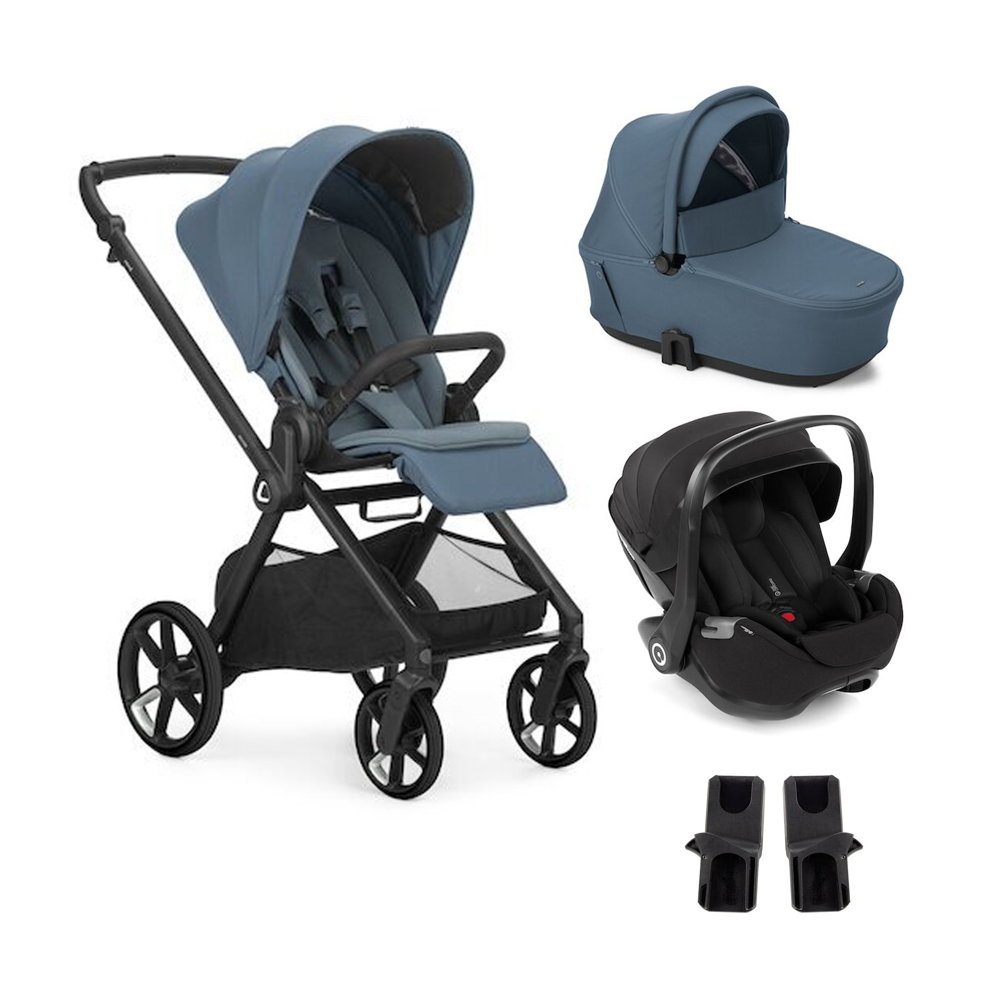Jané Pack trio Poussette Mumm 5 Seal + nacelle sleep + coque allongeable Kombibaby Matt Black + adaptateur Unique