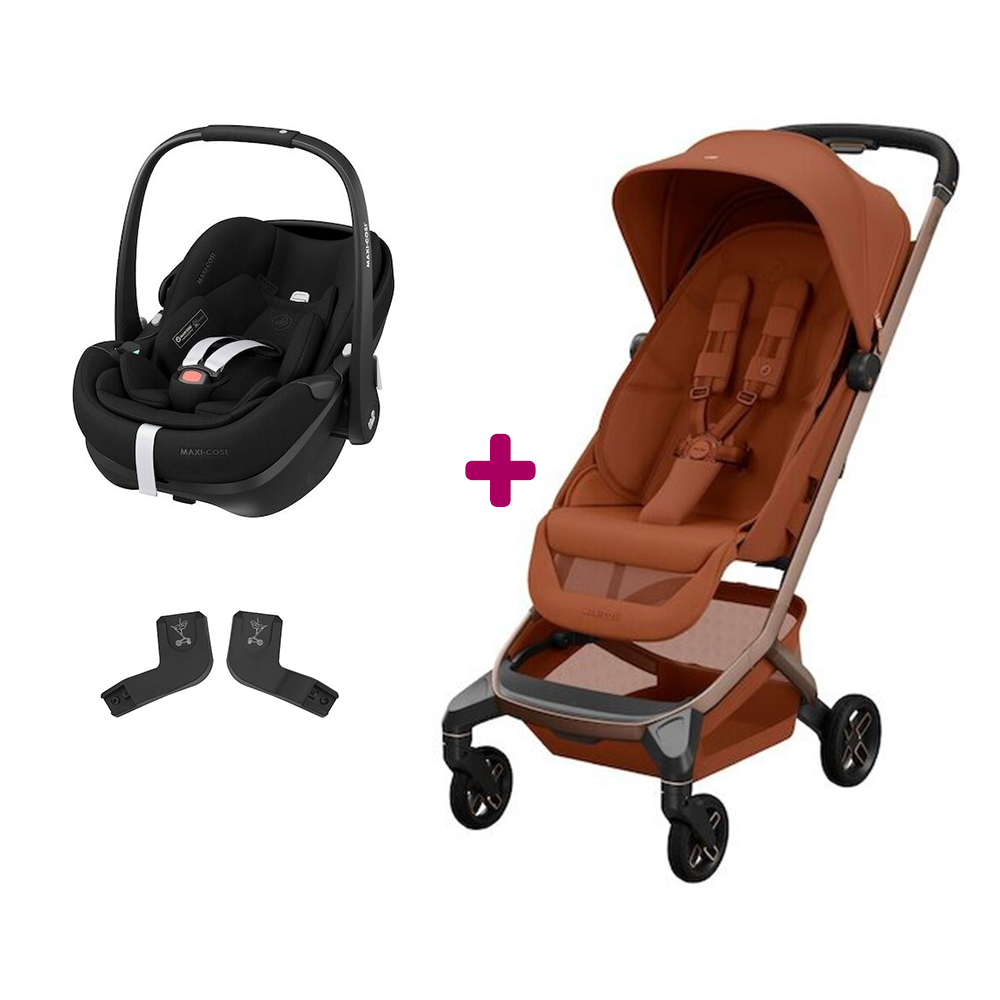 Maxi Cosi Pack Poussette Duo Fame Cabin Copper terra + adaptateurs coque + coque Pebble 360 pro Twillic Black Unique