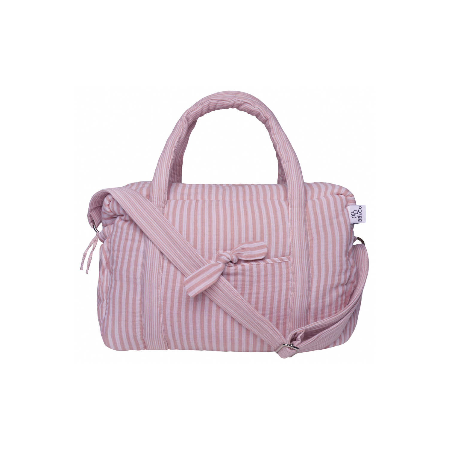 BB&Co Sac à langer en gaze de coton rayé Vieux Rose
