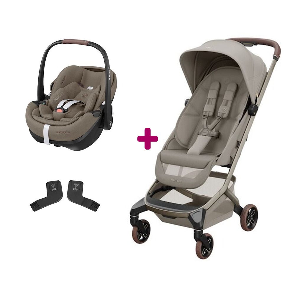 Maxi Cosi Pack Poussette Duo Fame Cabin Sapphire sand + adaptateurs coque + coque Pebble 360 pro Twillic Truffle Unique
