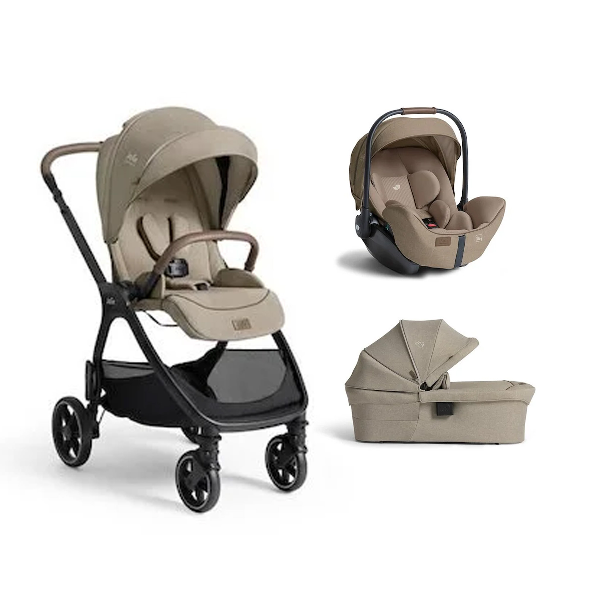 Joie Pack poussette trio Valora Sandstone + coque i-level pro + nacelle ramble XL Unique