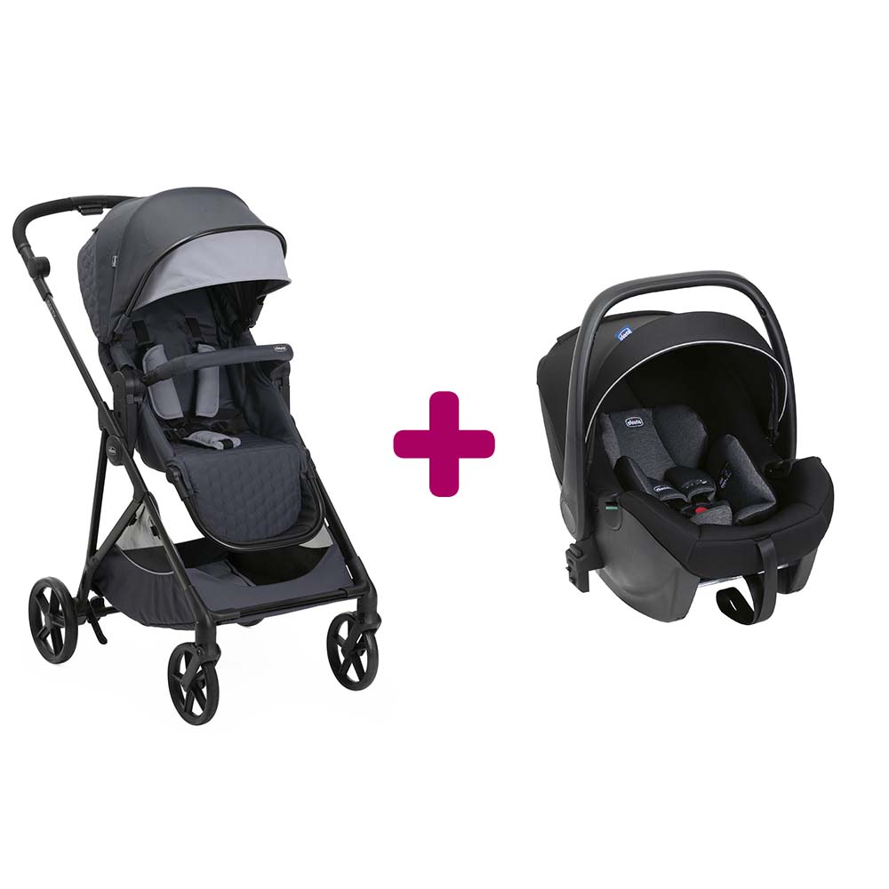 Chicco Pack poussette Duo Seety Boston grey + coque Kory Plus air black Unique