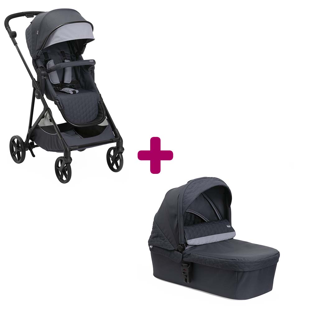 Chicco Pack poussette Duo Seety Boston grey + nacelle boston grey Unique