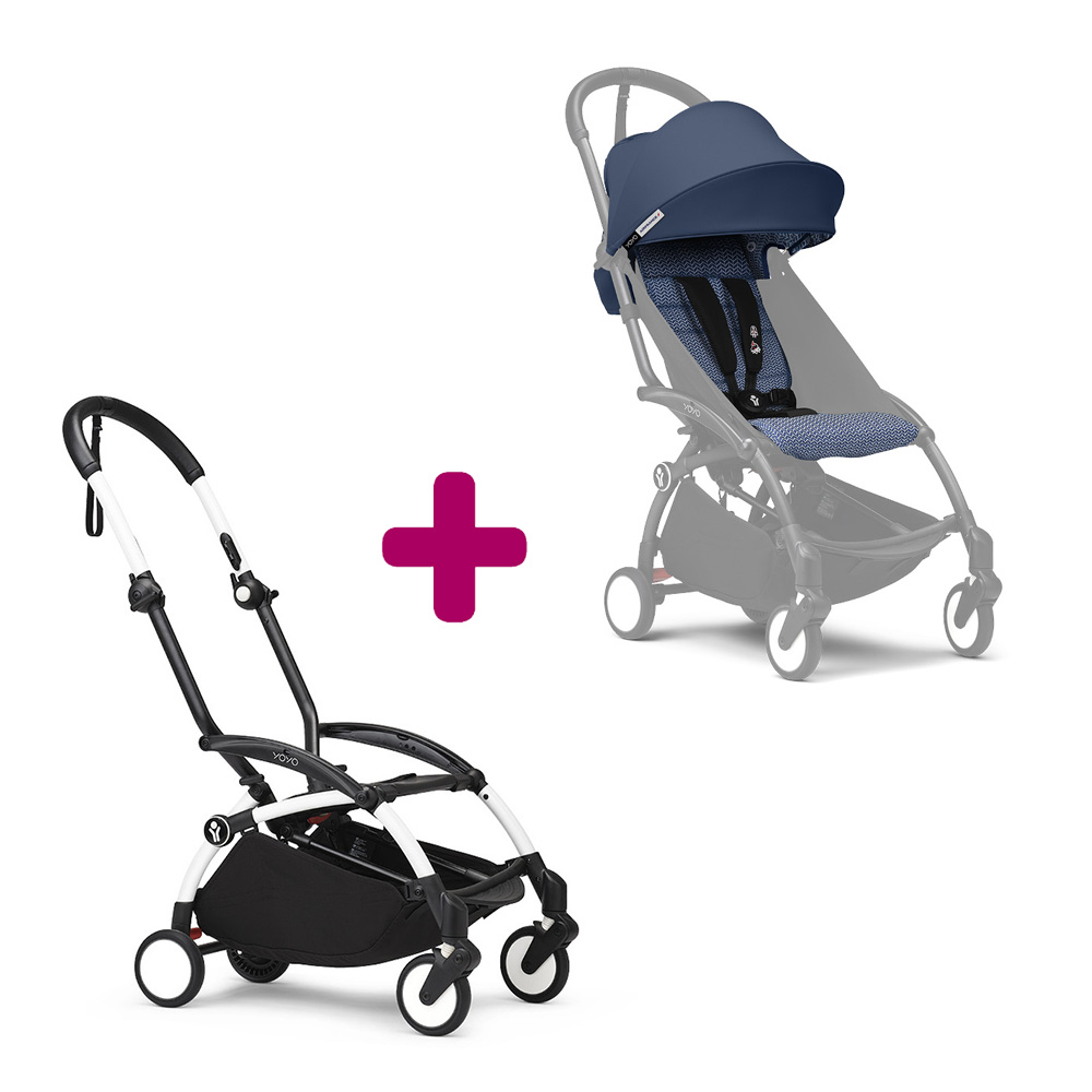 Stokke Poussette Yoyo 3 Pack 6+ Air France Cadre Blanc Unique