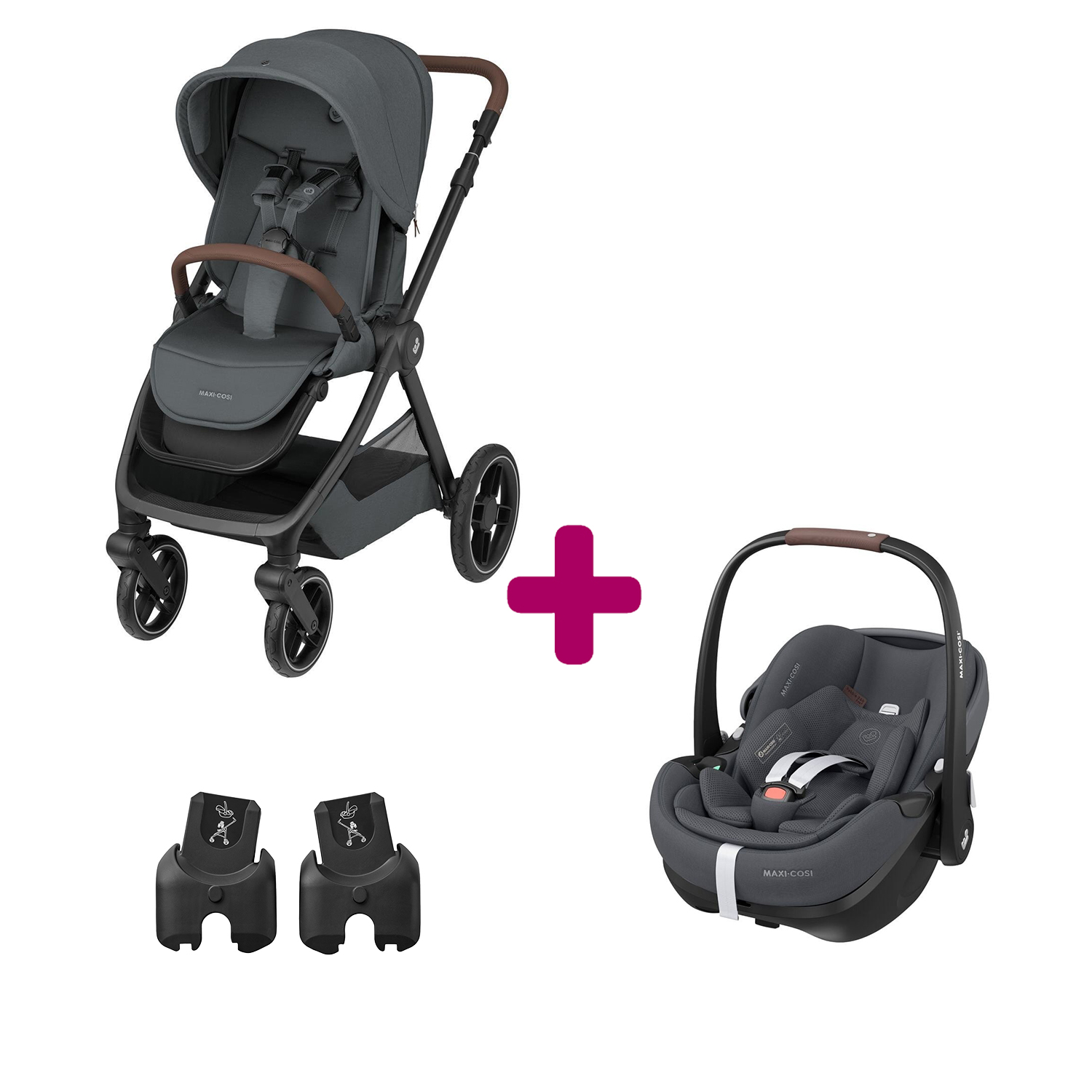 Maxi Cosi Pack Poussette Duo Oxford Twillic Graphite + adaptateurs coque + coque Pebble 360 pro 2 Unique