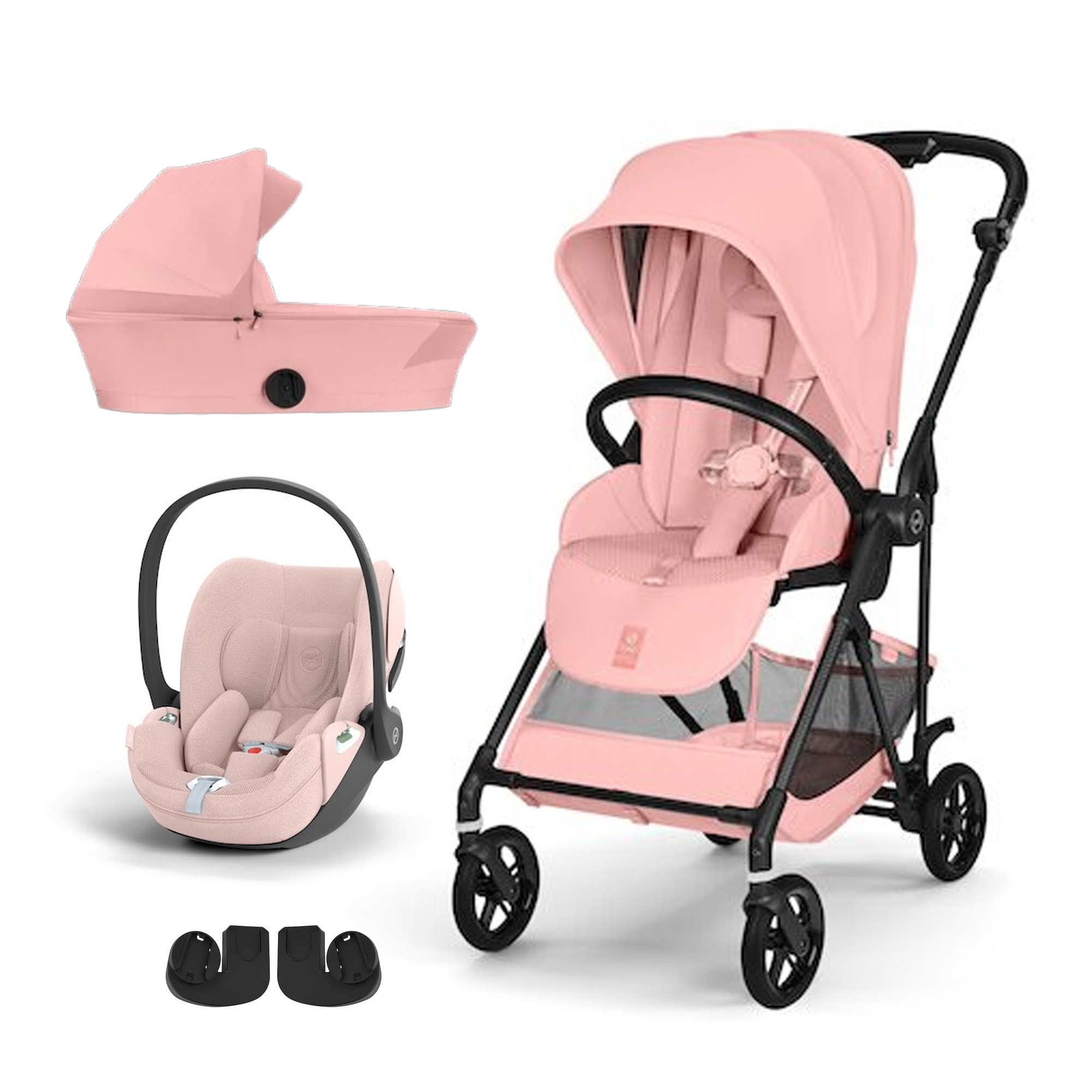 Cybex Pack Poussette trio Melio Candy Pink + nacelle + coque Cloud T tissu plus Peach Pink Unique