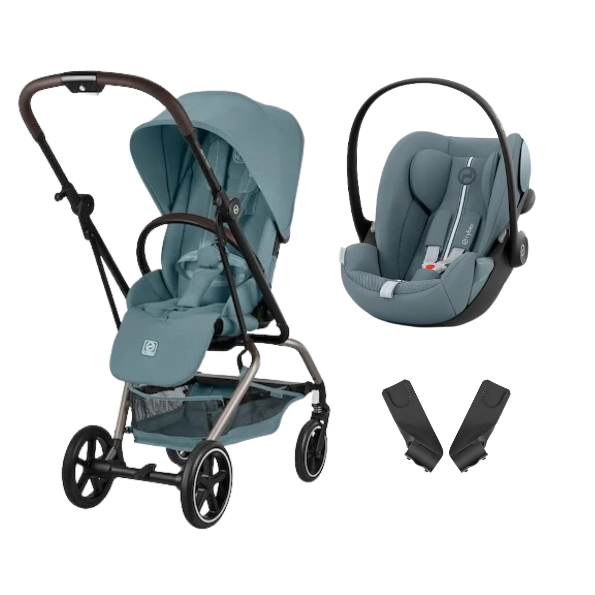 Cybex Pack Poussette duo Eezy S Twist +2 Stormy Blue Cadre Taupe + coque Cloud G tissu plus Stormy Blue Unique