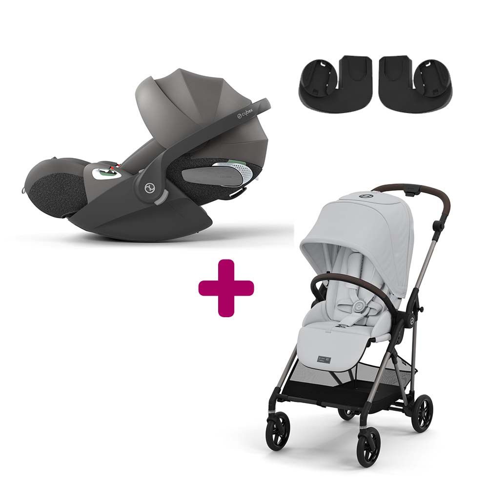 Cybex Pack Poussette Duo Melio 4 Fog Grey + adaptateurs + Coque Cloud T i-Size Mirage Grey Unique