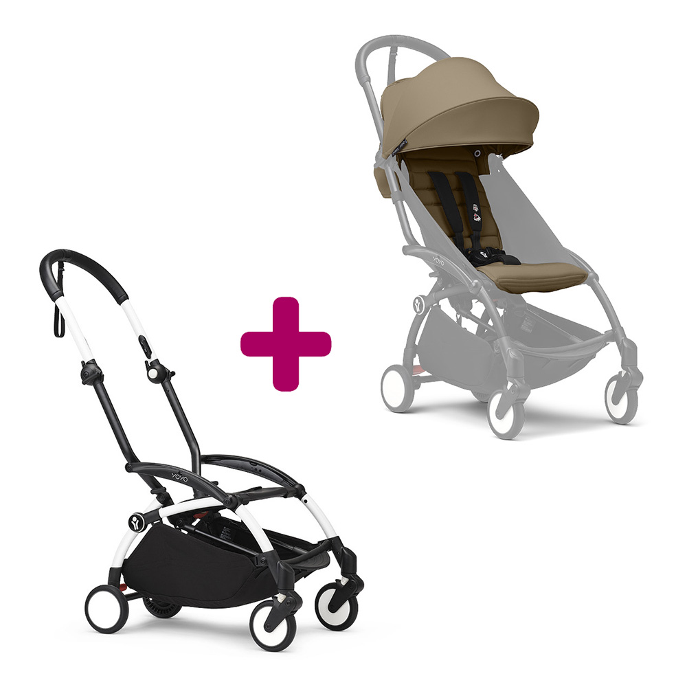 Stokke Poussette YOYO 3 Pack 6+ Toffee Cadre Blanc Unique